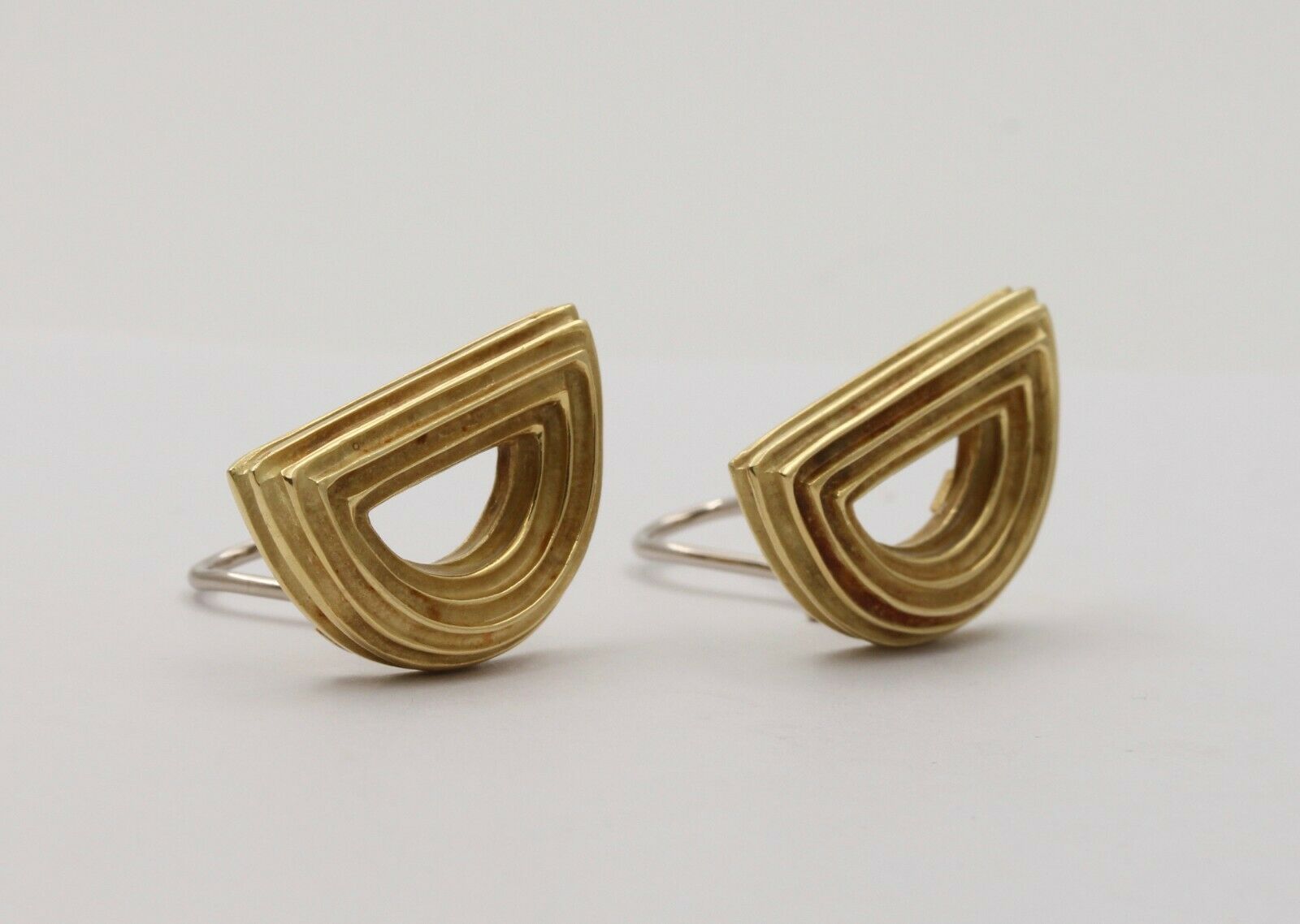 The Christopher Walling Classic Half Moon 14K Yellow Gold Clip Earrings.