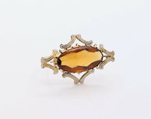 Load image into Gallery viewer, Victorian Edwardian Citrine White Enamel 14K Yellow Gold Brooch Pin
