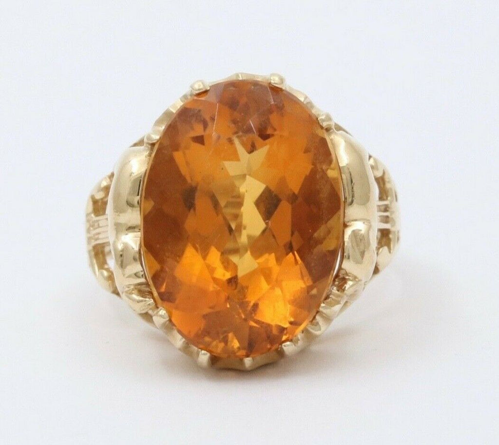 Vintage 10K Yellow Gold Citrine Elephant ring, Statement Ring.