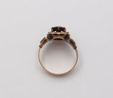 Load image into Gallery viewer, Victorian 9K Rose Gold Garnet Solitaire Ring, Statement Ring
