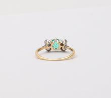 Load image into Gallery viewer, Vintage 18K Yellow Gold Emerald and Diamond Ring, Stacking Ring
