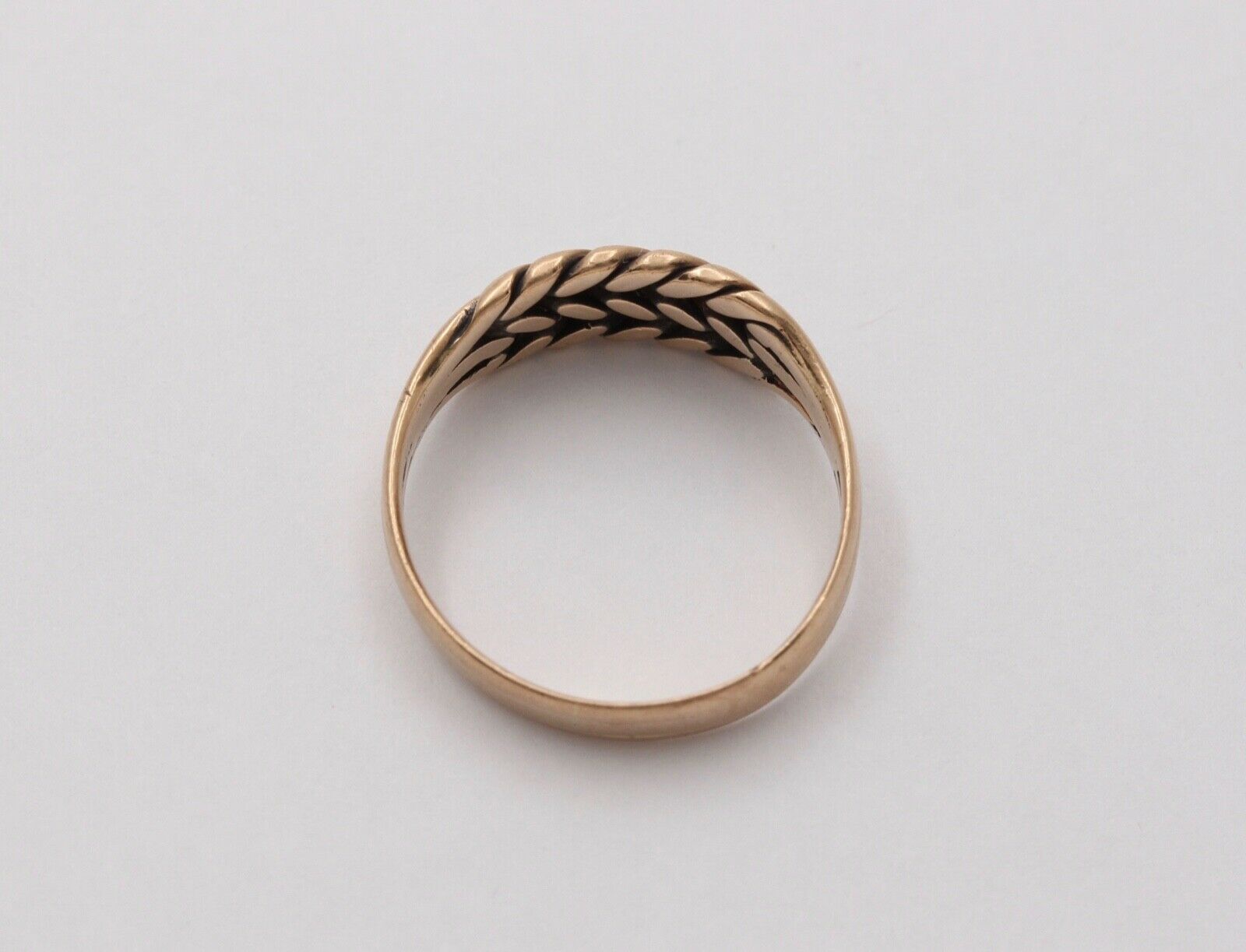 Art Deco Nathan Brothers Leaf Pattern English 9K Rose Gold Ring