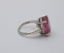 Load image into Gallery viewer, Vintage Pink Tourmaline Diamonds 14K White Gold Cocktail Ring
