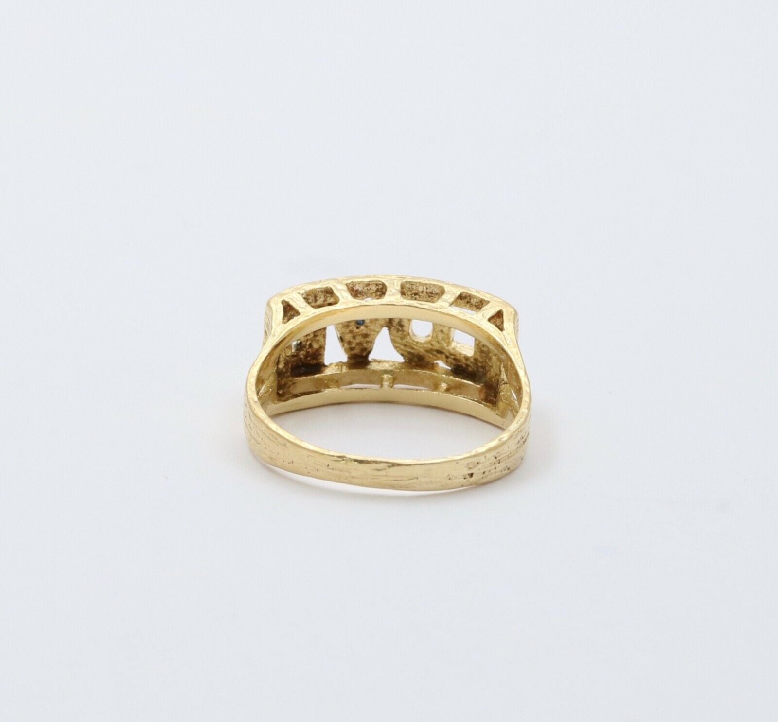 Vintage Love Blue Enamel 18K Yellow Gold Ring