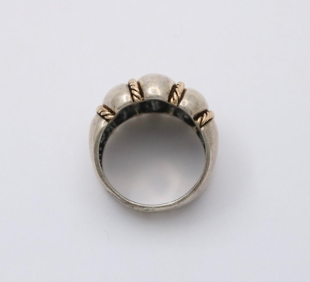 Vintage Kabana 14K Gold & String Silver Wide Ring Band