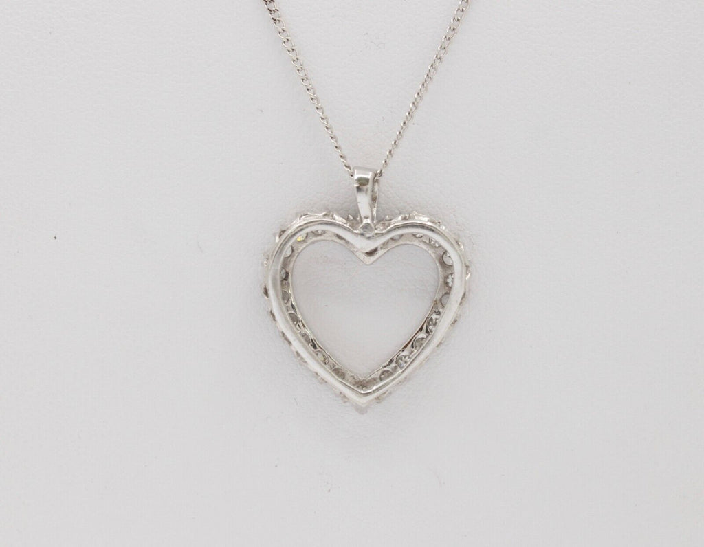 14K White Gold Diamond Heart Pendant