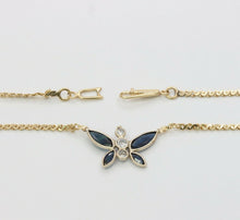 Load image into Gallery viewer, Vintage 14K Yellow Gold Diamond Sapphire Butterfly Pendant
