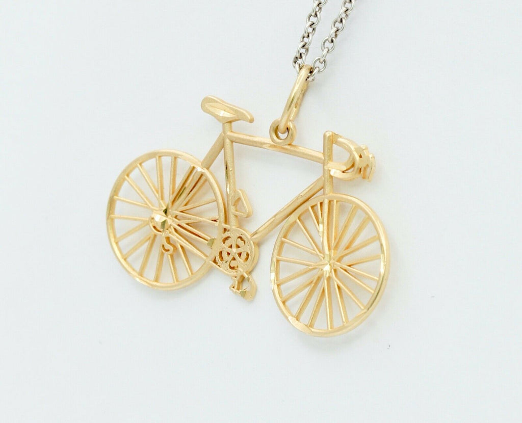 Vintage Ten Speed Racing Bicycle 14K Yellow Gold Pendant Charm