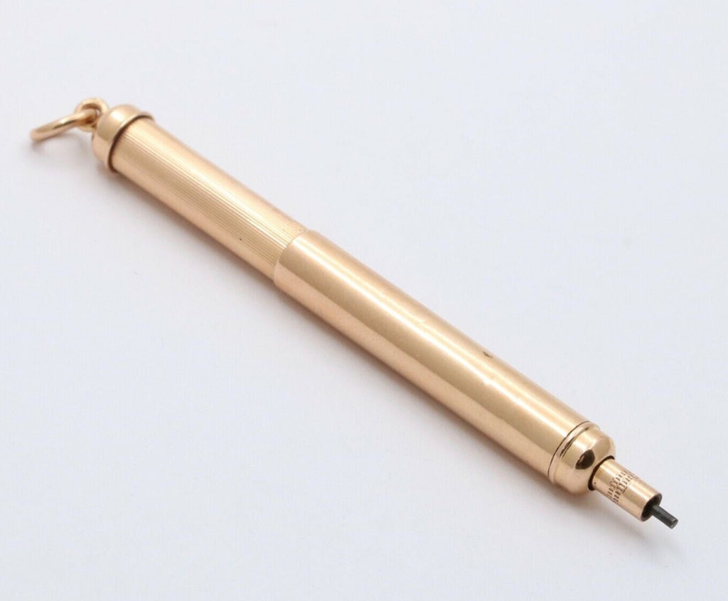 Vintage 18K Yellow Gold Mechanical Telescopic Pencil Pendant