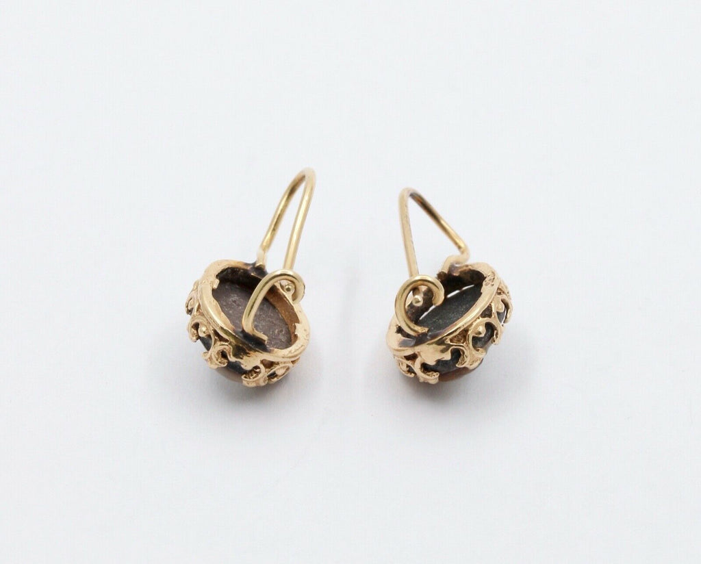 Vintage 14k Yellow Gold Cameo Drop Earrings