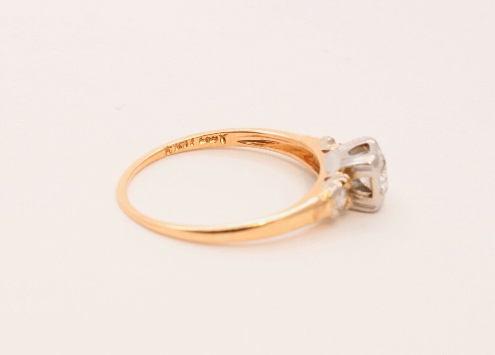 Art Deco Diamonds 14K Yellow White Gold Engagement Band