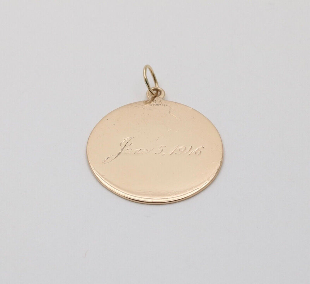Vintage Tiffany and Co. Circle Medallion 14K Yellow Gold Pendant