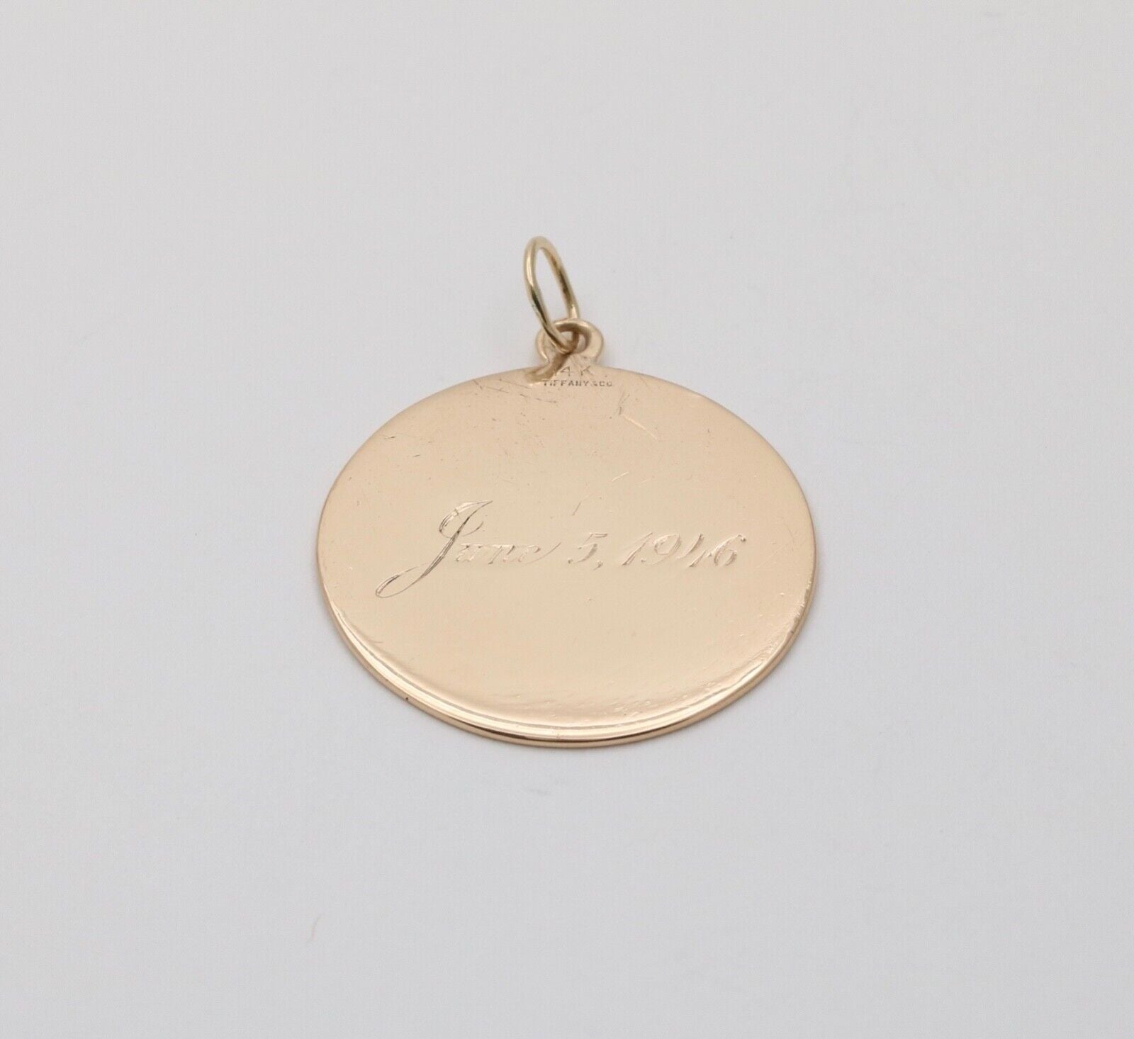 Vintage Tiffany and Co. Circle Medallion 14K Yellow Gold Pendant