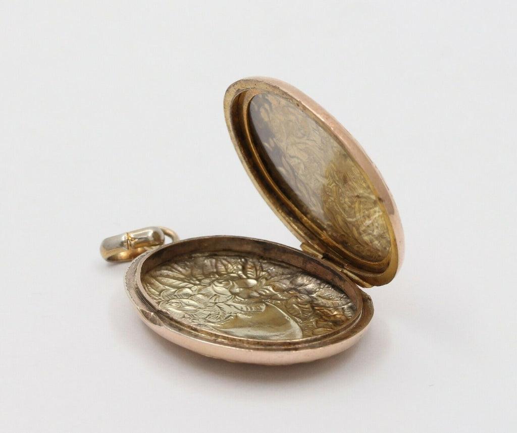 Victorian 10K Yellow Gold Diamond Memorial Locket