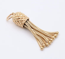 Load image into Gallery viewer, Vintage Foxtail Chain Tassel 14K Yellow Gold Pendant Charm
