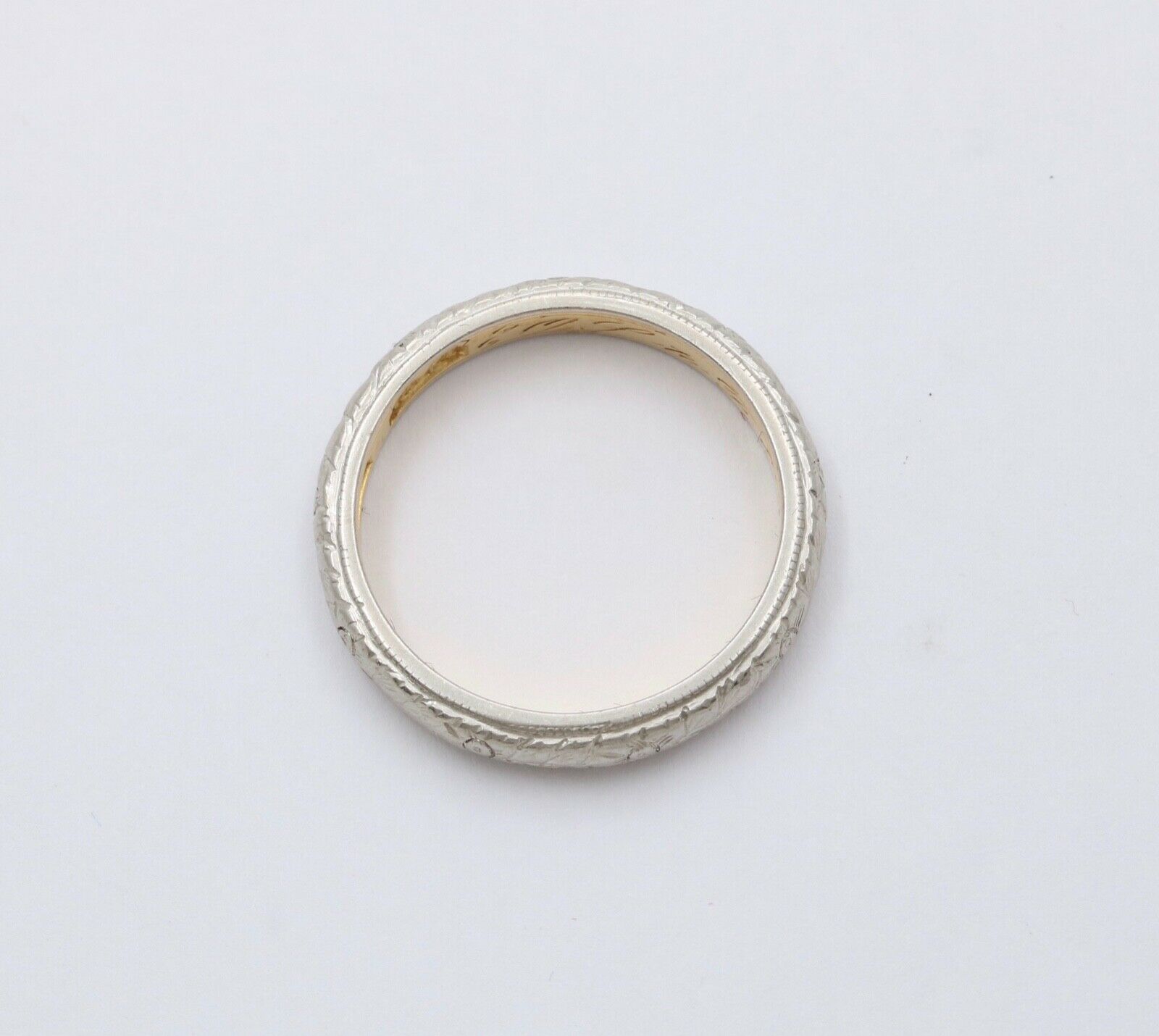 Art Deco W. Wise & Son Flower Blossom 18K White Yellow Gold Wedding Band Ring
