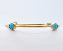 Load image into Gallery viewer, Vintage Ladies Turquoise 925 Gold Vermeil Bangle Bracelet
