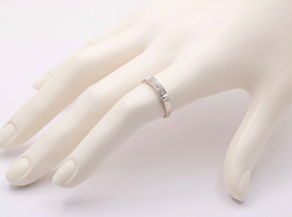 Vintage Diamond 14K White Gold Ring Band, Wedding Band