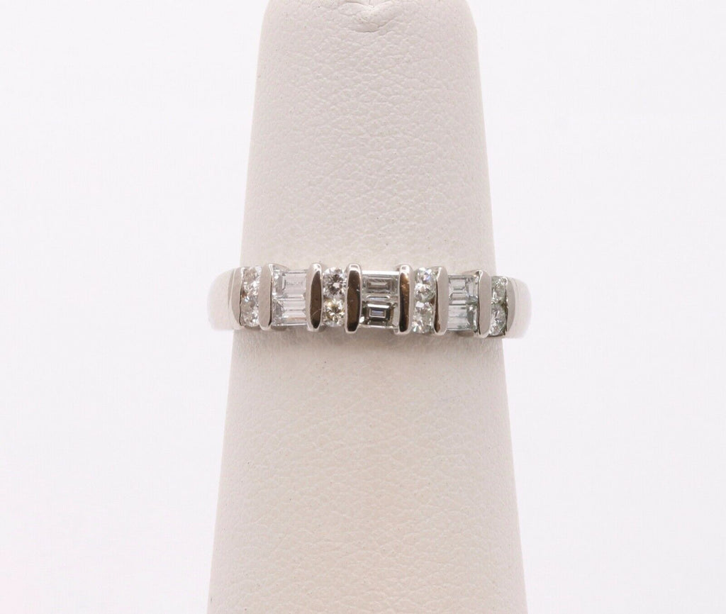 Vintage Ladies Diamonds Platinum White Gold Wedding Band Stackable Ring