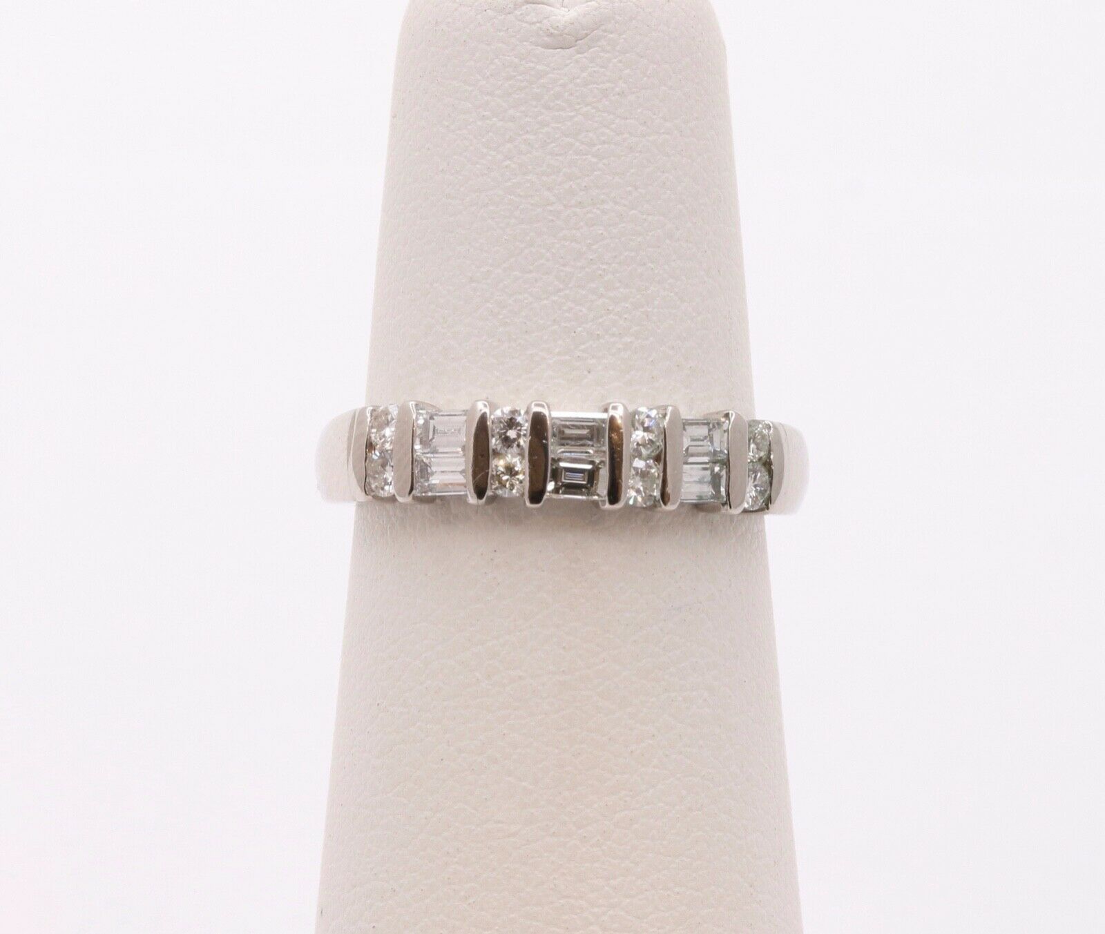 Vintage Ladies Diamonds Platinum White Gold Wedding Band Stackable Ring