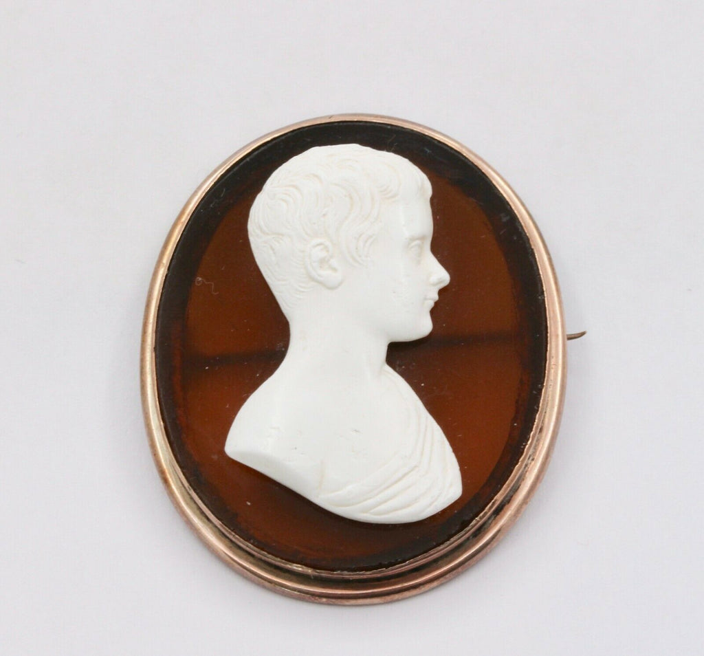 Vintage 14K Yellow Gold Cameo Brooch