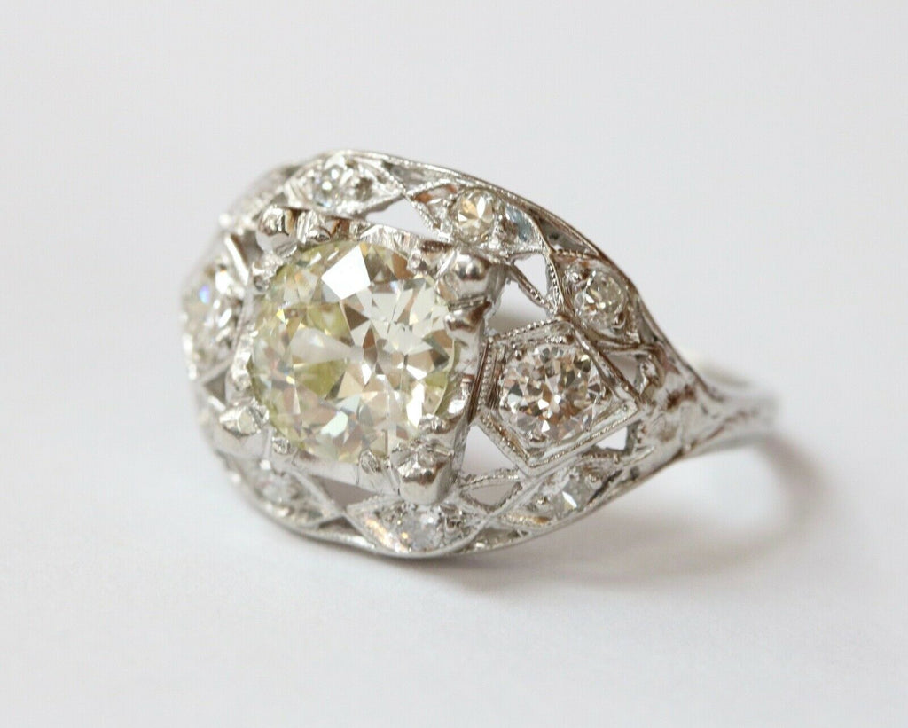 Art Deco Engagement Diamonds Platinum Ring