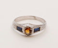 Rare Find!!!  Art Deco Blue Sapphires Citrine Knuckle Midi Children's Ring