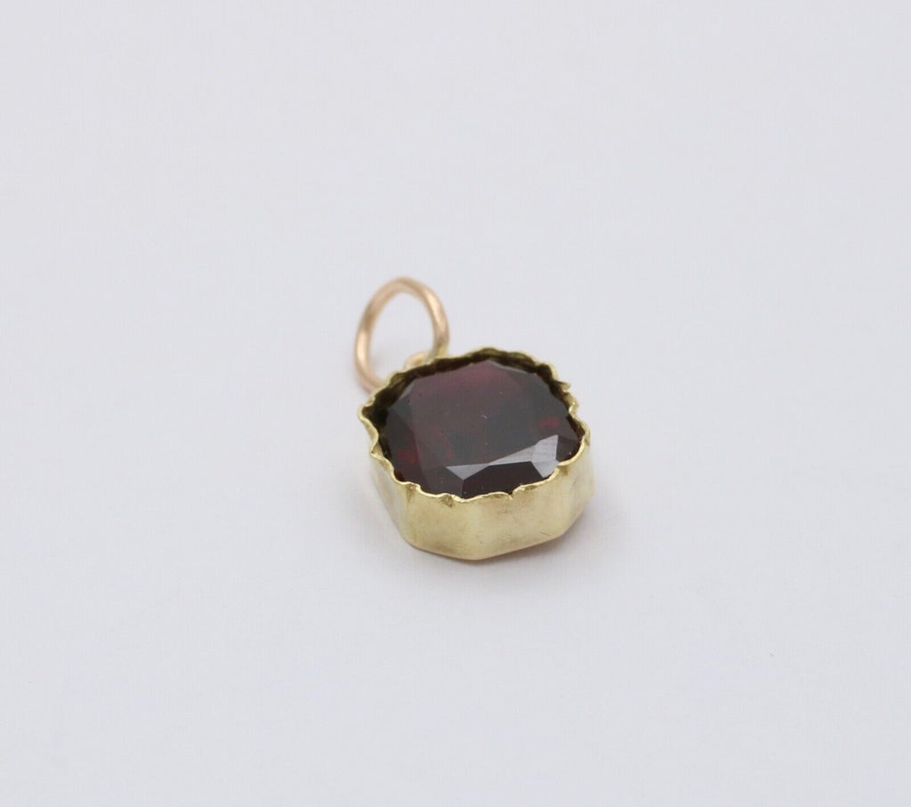 Antique 18K Yellow Gold Rhodolite Garnet Charm Pendant
