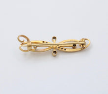 Load image into Gallery viewer, Art Nouveau Rose Cut Diamonds Pearl 14K Yellow Gold Brooch
