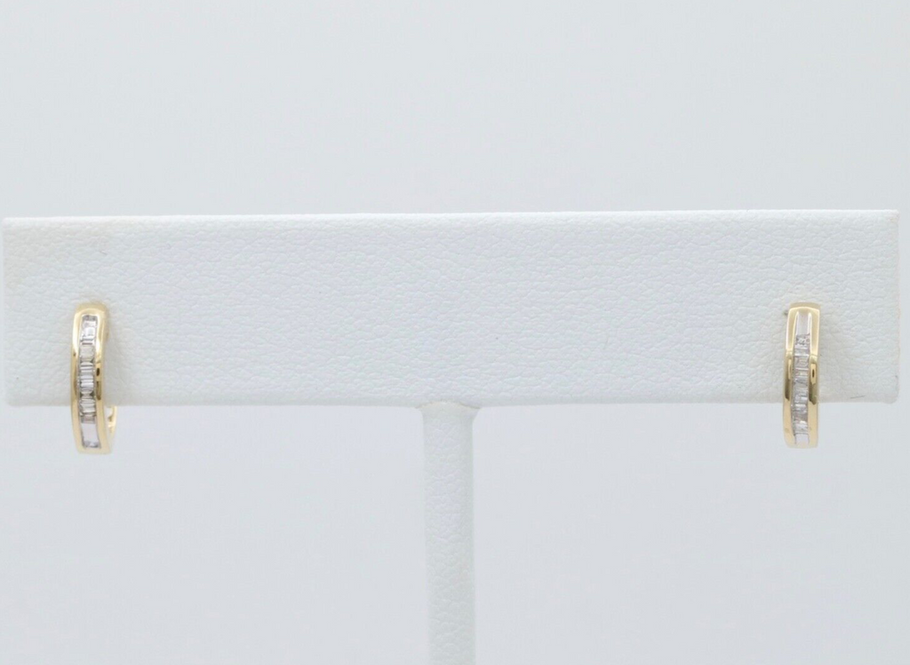 Minimize Diamond 10K Yellow Gold Small Huggies Earrings