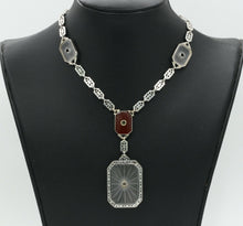 Load image into Gallery viewer, Art Deco Platinum 14K White Gold Crystal Diamonds Necklace Pendant
