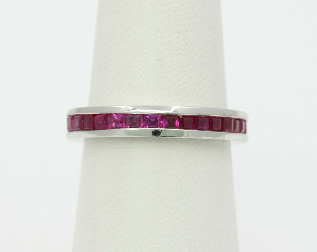 Vintage 14K White Gold Ruby Eternity Band