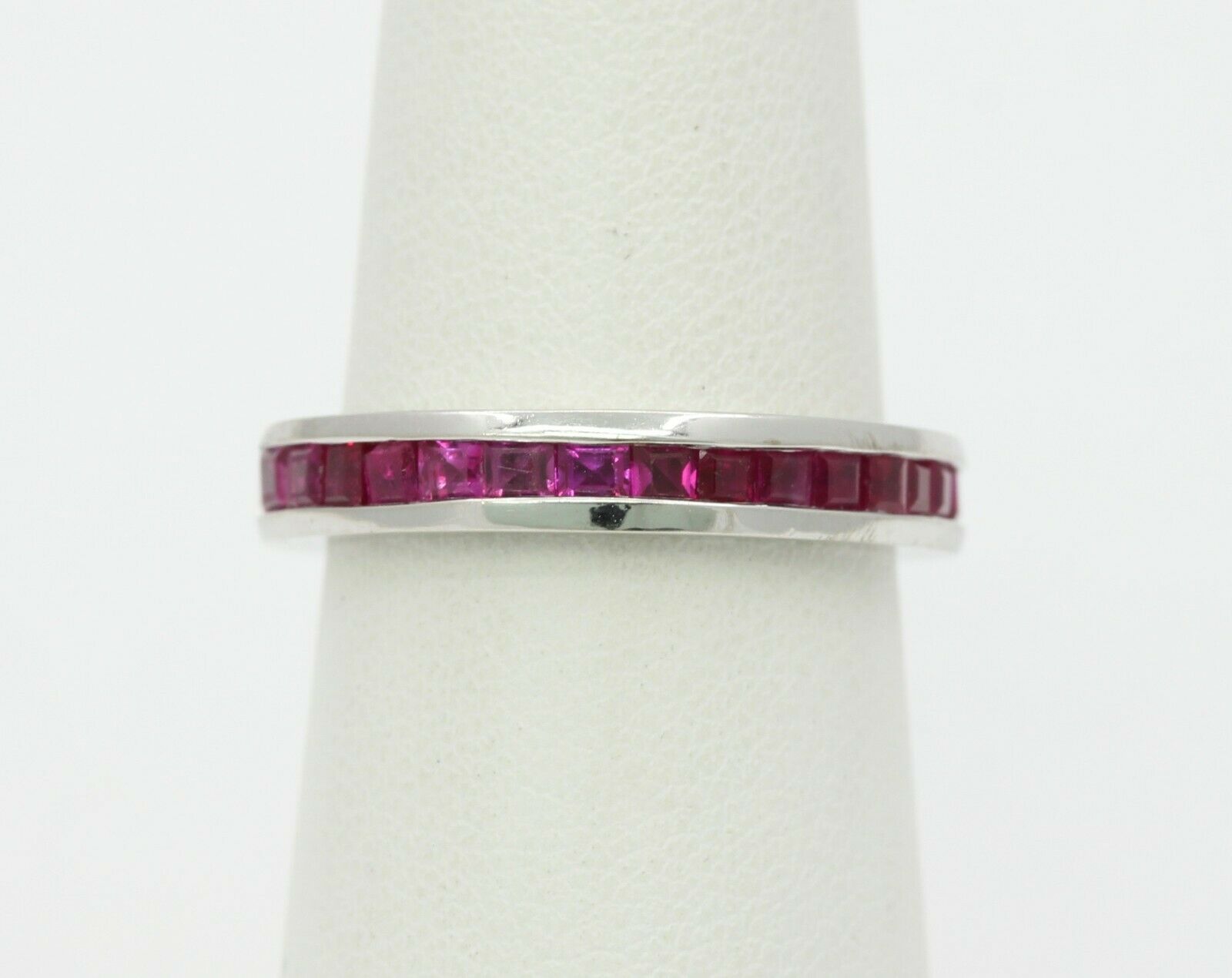 Vintage 14K White Gold Ruby Eternity Band