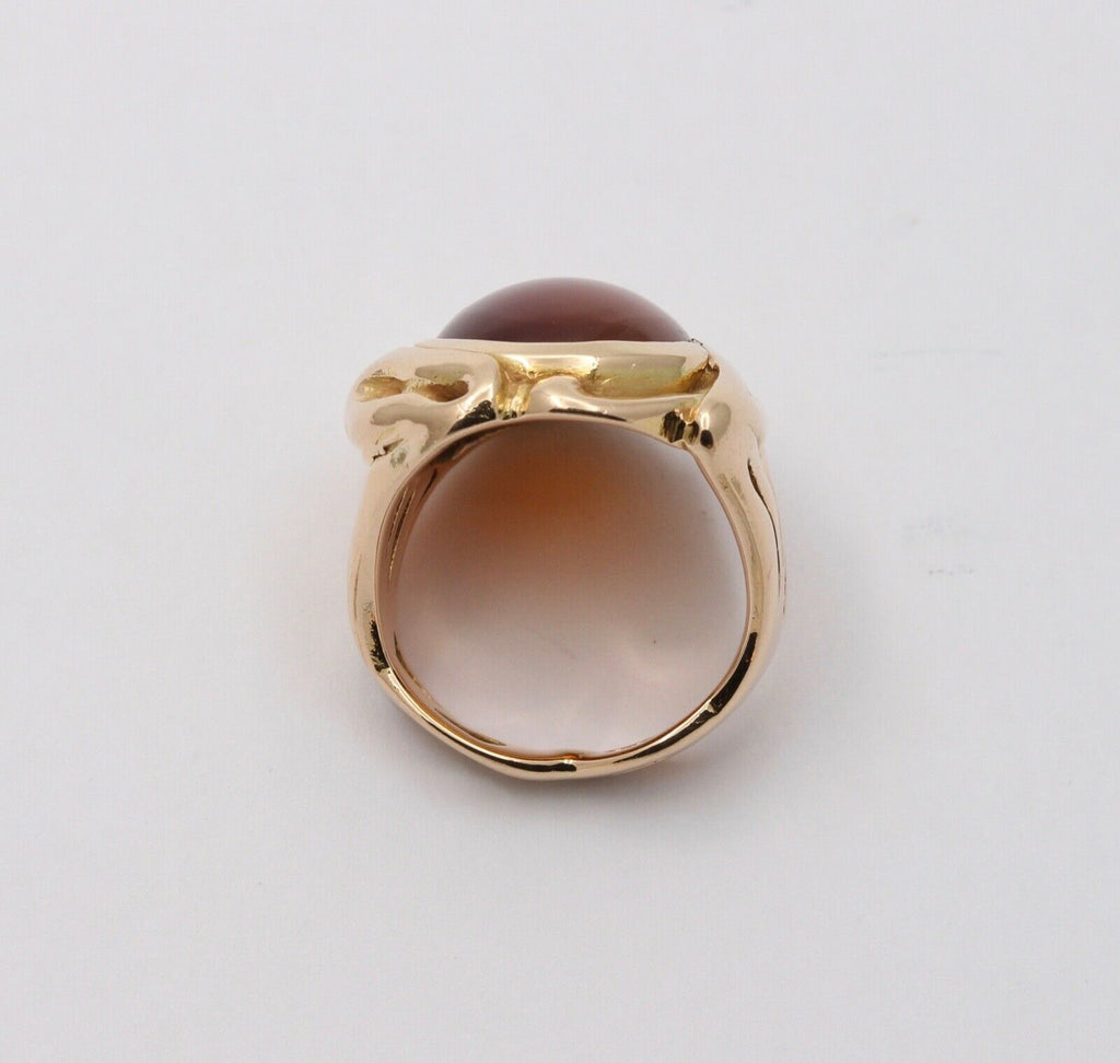 Art Nouveau Agate 14K Yellow Gold Ring