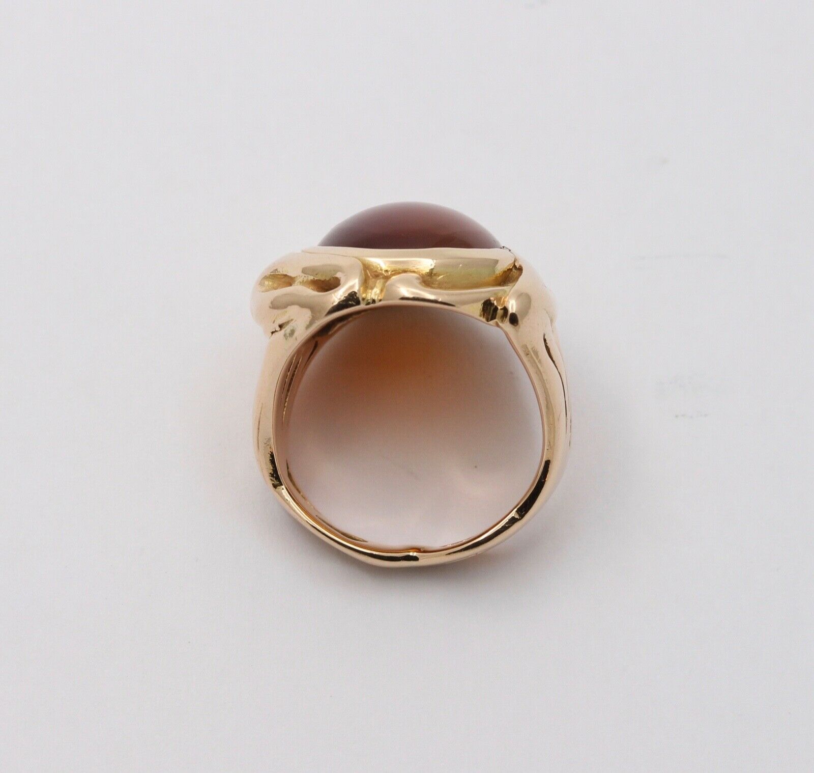 Art Nouveau Agate 14K Yellow Gold Ring