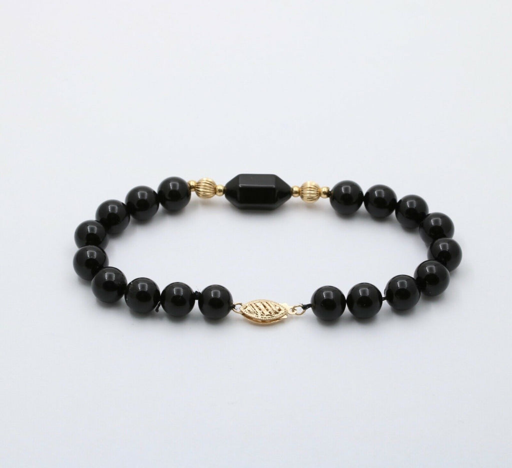 Vintage Black Onyx 14K Yellow Gold Bracelet
