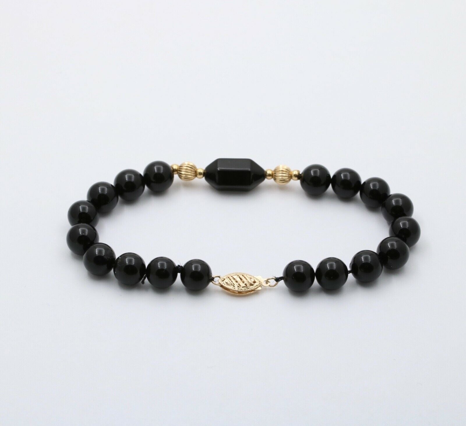 Vintage Black Onyx 14K Yellow Gold Bracelet