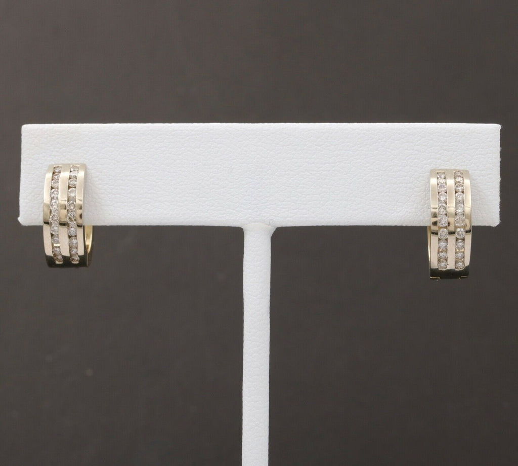 Classic Petite 14K White & Yellow Gold Diamonds Huggies Earrings