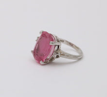 Load image into Gallery viewer, Vintage Pink Tourmaline Diamonds 14K White Gold Cocktail Ring
