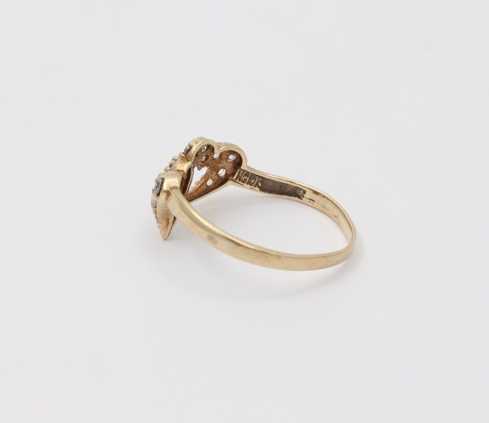 Vintage Witches Hearts Diamonds 10K Yellow Gold Ring