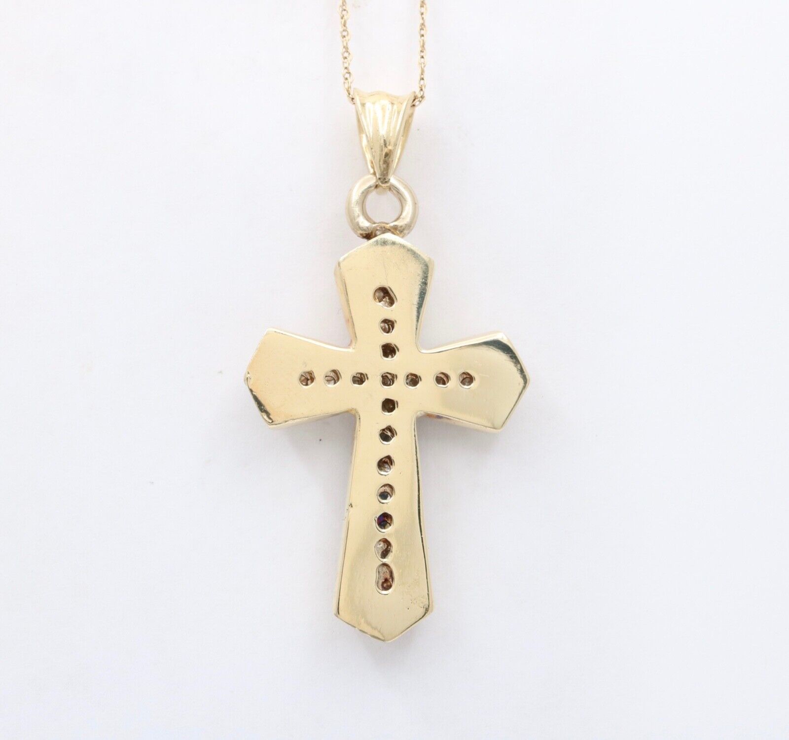 Vintage 14K Yellow Gold Cross Diamond Pendant