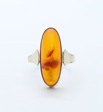 Load image into Gallery viewer, Art Deco Natural Amber 9K Yellow Gold Ring
