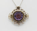 Victorian 14K Yellow Gold Amethyst Pendant Brooch