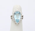 Estate Aquamarine Diamonds 14K White Gold Ring