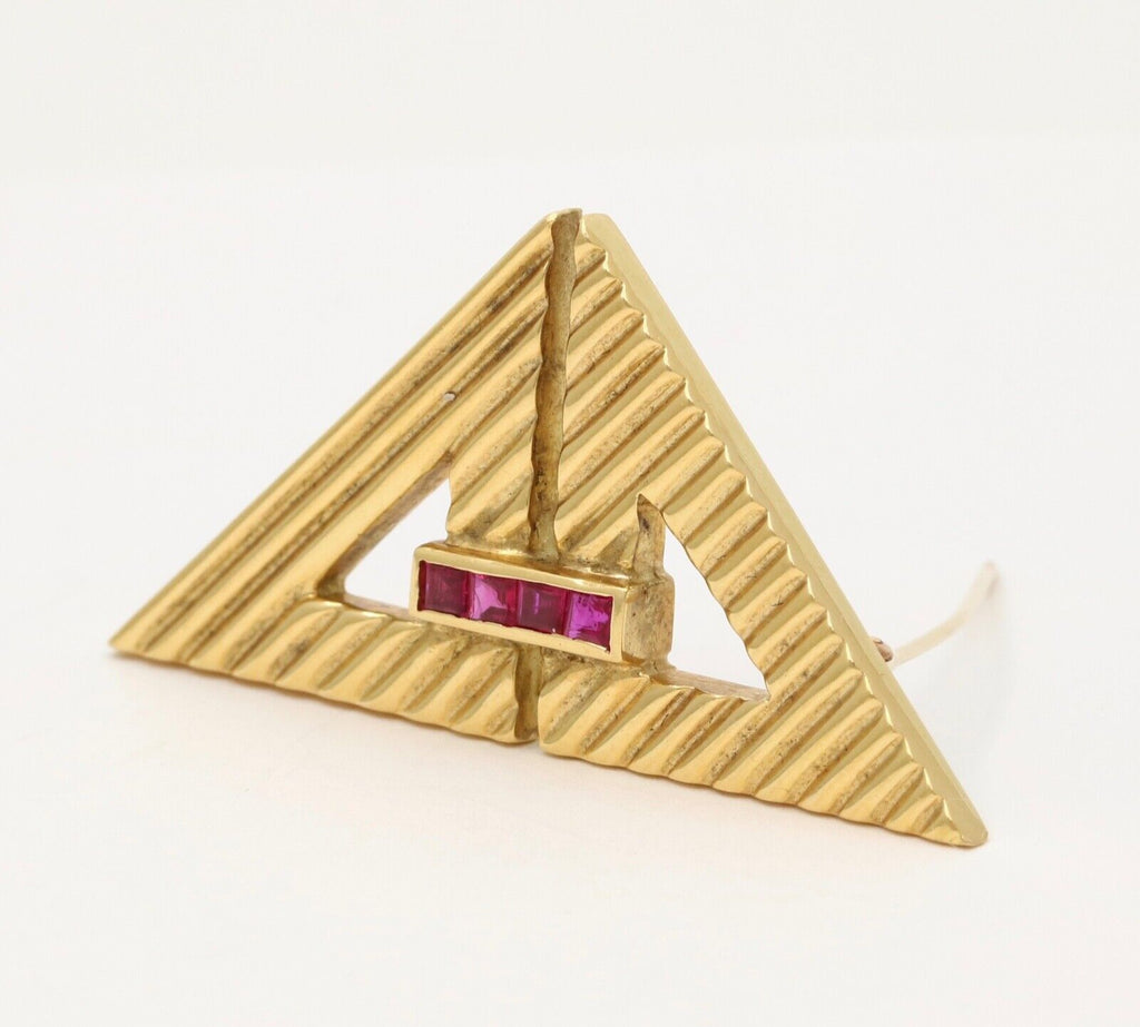 Vintage Tiffany & Co Ruby Triangle Brooch