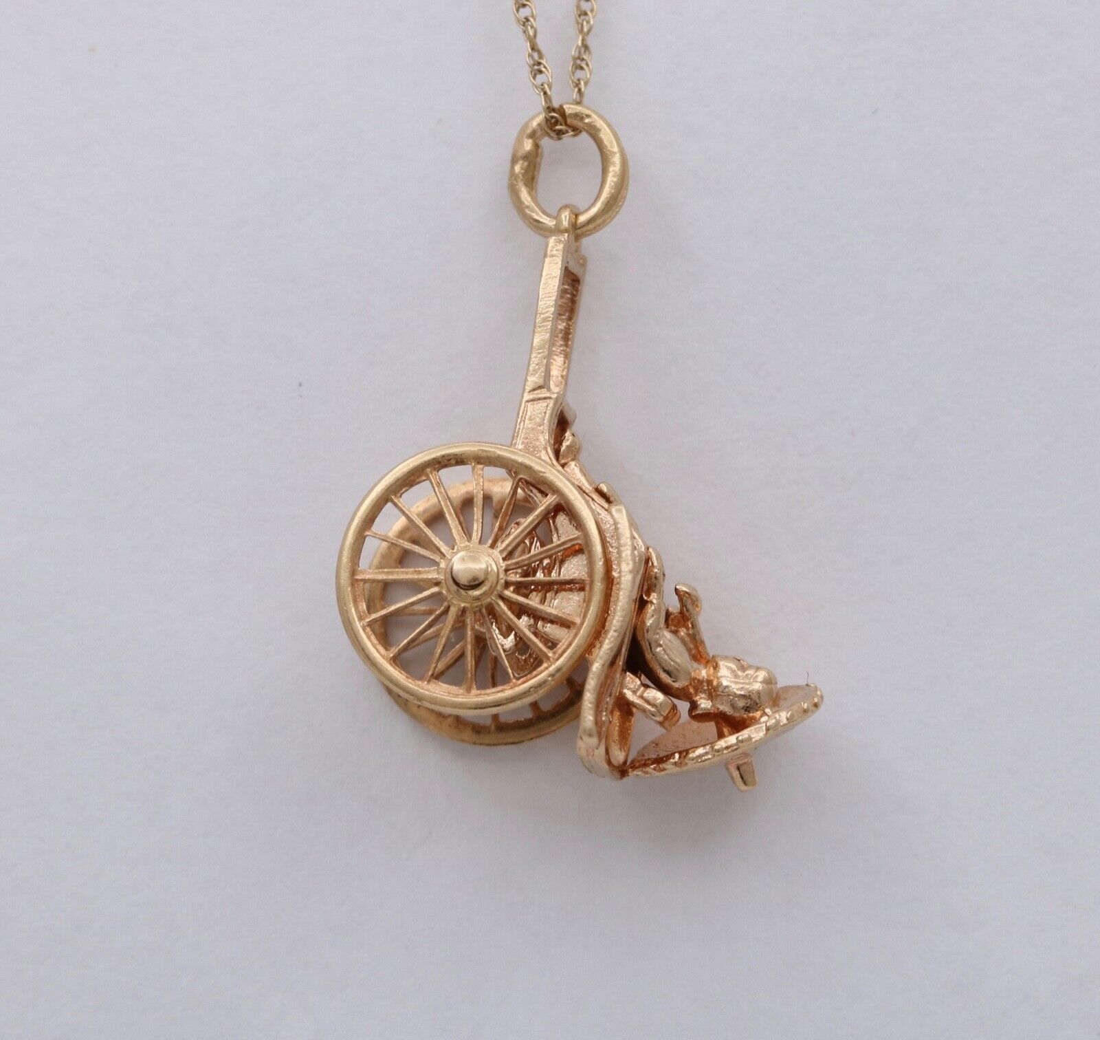 Vintage 14K Yellow Gold Chinese Rickshaw Charm Pendant