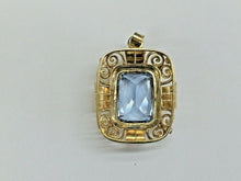 Load image into Gallery viewer, Mid Century Synthetic Aquamarine 9K Yellow Gold Pendant
