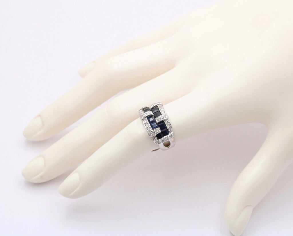 Vintage 18K White Gold Sapphire & Diamond Ring