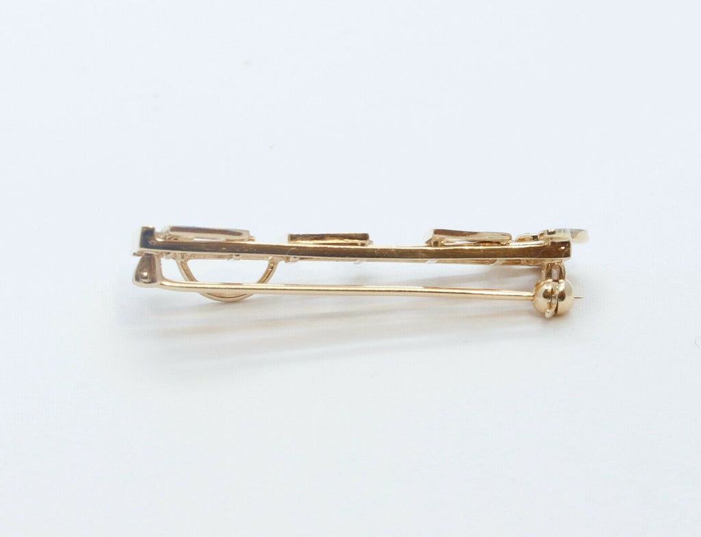 Music Lovers Brooch!! 14K Yellow Gold Diamonds Notes Movable Staff Pin Pendant