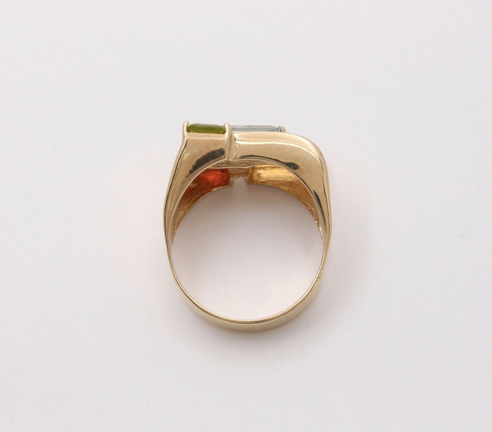 Vintage Geometric Multi Stone 14K Yellow Gold Ring